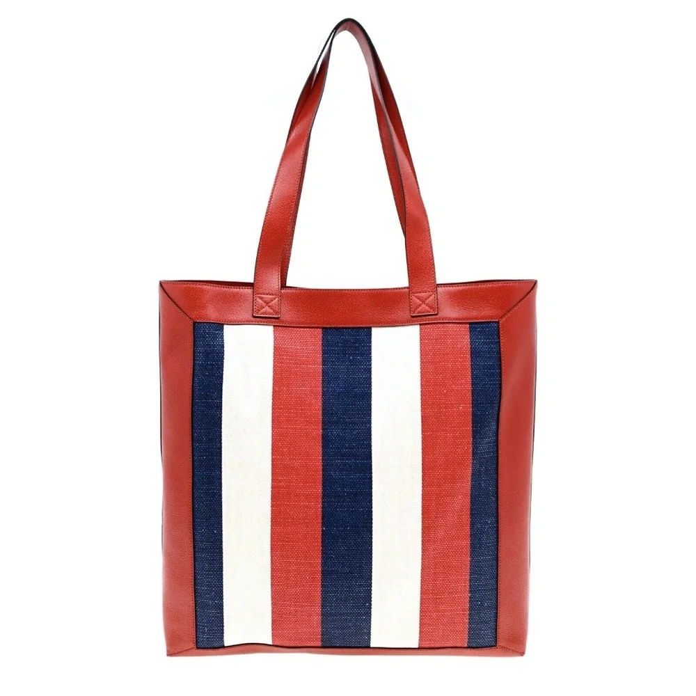 Gucci Sylvie Tote Baiadera Stripes Logo Print Shopper Shoulder Bag Red N… - Picture 3 of 7